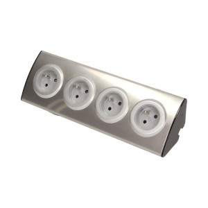 Gniazda wpuszczane w blat 4x2P+Z INOX (bez kabla)