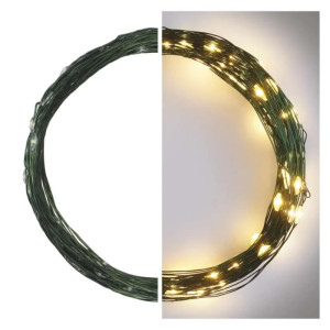 Dekoracje - 75 LED nano łezki 7,5m ciepła biel, zielony przewód, IP44 timer