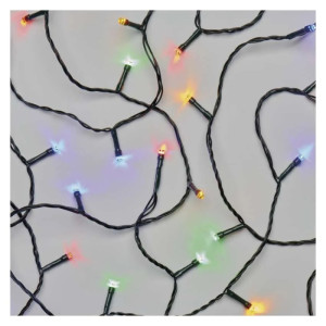 Lampki świąteczne Classic, łańcuch 120LED 12m multikolor, zielony przewód, z zasilaczem 8 programów, IP44; D4AM08 EMOS