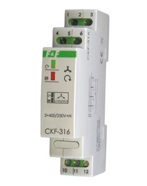 Przekaźnik kolejności, zaniku i asymetrii faz 3x400/230V+N 10A 1P 4sek 55V; CKF-316, F&F