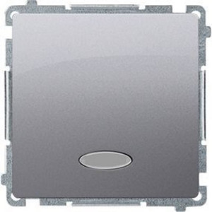 SIMON BASIC Łącznik jednobiegunowy z podświetleniem 10A 250V, moduł, zaciski szybkozłącza, srebrny mat; BMW1L.01/43