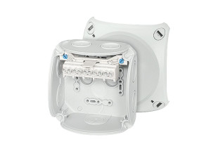 Puszka do instalacji wewnętrznej, szara, IP66, z dławnicami membranowym,i 104x104x70, z zaciskami 5x4 mm2; DK 0404 GZ, HENSEL