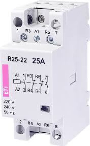 Stycznik modułowy 25A 2P 2xNO 2xNC styki zwierne i rozwierne, R25-22 230V; 002462340, ETI POLAM
