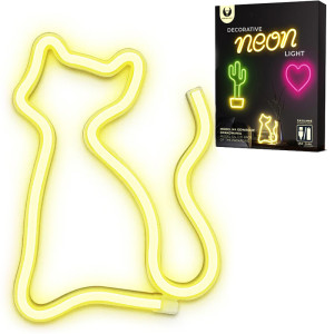 Neon LED KOT biały ciepły 3xAA baterie + USB FLNEO3; T-90827, Forever Light, PLASTROL