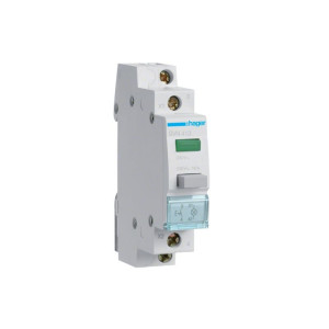 Przełącznik przyciskowy 1NO LED zielona Ith=16A 230VAC; SVN413, HAGER