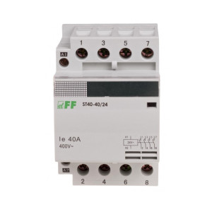 Stycznik modułowy, montaż na szynie, styki 4NO, 40A 24V AC