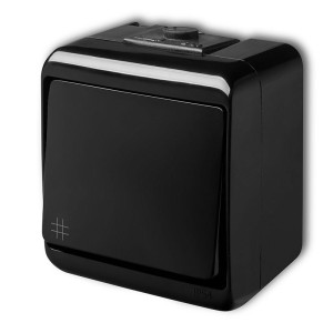 JUNIOR Łącznik krzyżowy natynkowy hermetyczny IP54 10A 250V, czarny; 12WHE-6 KARLIK