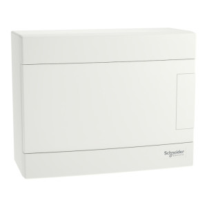 Rozdzielnica natynkowa IP40 8 modułów (1 rząd), drzwi białe, Easy9 EU IP40 EZ9EU-1-8-NT-P; EZ9EUD108, SCHNEIDER ELECTRIC