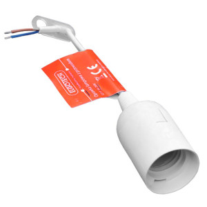 Oprawka termoplastyczna, remontowa, z przewodem, E27 250V max 60W, BIAŁA; E27-P, ELGOTECH