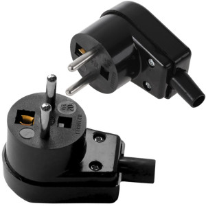 Wtyczka z uziemieniem kątowa WT-20S-2 czarna unischuko 16A 250V ELGOTECH