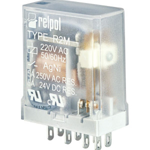 Przekaźnik przemysłowy Styki: 2P, Cewka:24VDC, Prąd obc: 5A, AgNi, szerokość:14mm, R2M-2012-23-1024; 617171, RELPOL