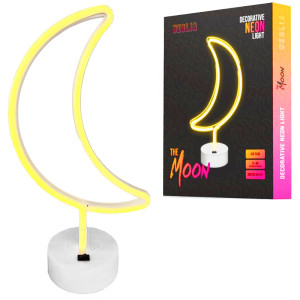 Neon na podstawce LED KSIĘŻYC ŻÓŁTY 3xAA baterie NNE06 NEOLIA