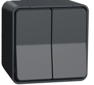 Mureva Łącznik natynkowy hermetyczny podwójny schodowy 10A 250VAC IP55 IK08, antracytowy; MUR35022 SCHNEIDER ELECTRIC