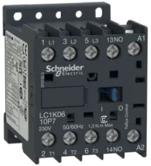 Stycznik miniaturowy, TeSys K, I=6A [AC-3], cewka 230VAC, 50Hz, styk pom 1NO, zaciski skrzynkowe; LC1K0610P5, SCHNEIDER ELECTRIC