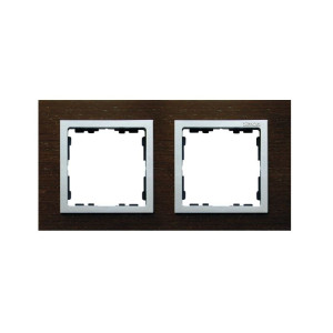 SIMON 82 Nature Ramka podwójna pozioma drewniana wenge/ ramka pośrednia aluminium mat; 82927-65 KONTAKT-SIMON