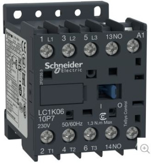 Stycznik miniaturowy TeSys K AC3 9A 3P, styki pomocnicze: 1NO(1Z), cewka 230VAC, zaciski śrubowe; LC1K0910P5, SCHNEIDER ELECTRIC