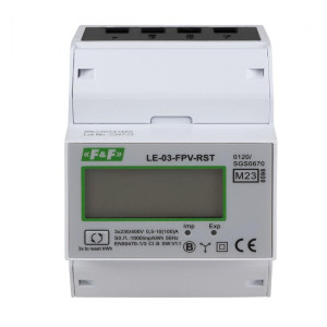 Licznik energii elektrycznej trójfazowy dwukierunkowy do instalacji PV, z funckją RESET, 100A, MID; LE-03-FPV-RST; F&F