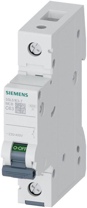 Wyłącznik nadprądowy 1P C63 6kA 400V; 5SL6163-7, SIEMENS