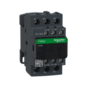 Stycznik mocy TeSys D 3P 25A 11kW AC-3 400V, cewka 230VAC 50Hz, styki pomocnicze 1NO 1NC (1Z 1R), zaciski śrubowe; LC1D25P5, SCHNEIDER ELECTRIC