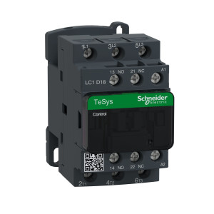 Stycznik mocy TeSys D 3P 18A 7,5kW AC-3 400V, cewka 110VAC 50/60Hz, styki pomocnicze 1NO 1NC (1Z 1R), zaciski śrubowe; LC1D18F7 SCHNEIDER ELECTRIC