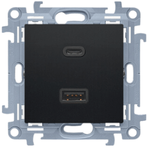 SIMON 10 Ładowarka USB C+A 30W 230V, moduł, czarny; CEC2CAQ.01/49