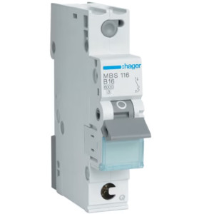 Wyłącznik nadprądowy 1P B 16A 6kA QuickConnect, MCB; MBS116 HAGER