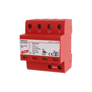 Ogranicznik przepięć iskiernikowy Typ T1+T2 ( B+C) 4P 4M 12,5/50kA , poziom ochrony 1,5kV, DEHNshield TNS 255; 941400, DEHN