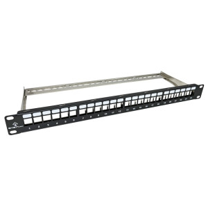 Patch panel 19" modularny 24 porty 1U z podporą niewyposażony