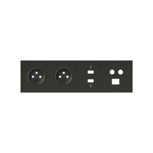 SIMON100 Panel poczwórny: 2 gniazda + HDMI + USB + TV/SAT + RJ45; czarny mat