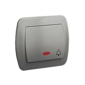 AKORD Przycisk dzwonek z podświetleniem 10AX, 250V~, zaciski śrubowe; aluminiowy metaliz.