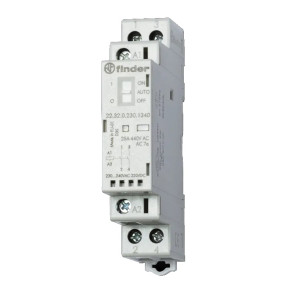 Stycznik modułowy instalacyjny 2Z 25A, sterowanie 24V AC/DC, AUTO-ON-OFF + mechaniczny wskaźnik zadziałania + LED; 22.32.0.024.4340, FINDER