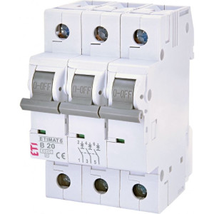 Wyłącznik nadprądowy 3P B 20A 6kA AC, ETIMAT 6 3p B20; 002115517, ETI POLAM