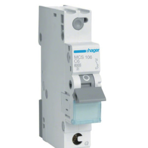 Wyłącznik nadprądowy 1P C 6A 6kA QuickConnect, MCB; MCS106 HAGER