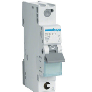 Wyłącznik nadprądowy 1P C 16A 6kA QuickConnect, MCB; MCS116 HAGER