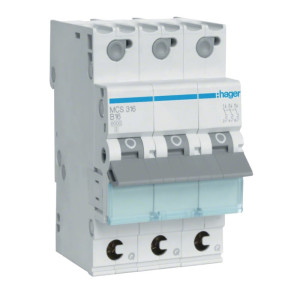 Wyłącznik nadprądowy 3P C 16A 6kA Quick Connect, MCB; MCS316 HAGER