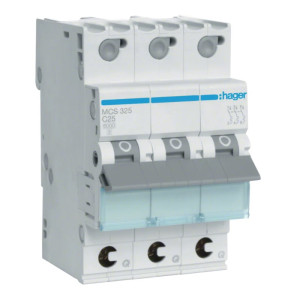 Wyłącznik nadprądowy 3P C 25A 6kA Quick Connect, MCB; MCS325 HAGER
