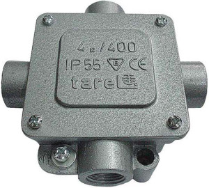 Puszka natynkowa metalowa odgałęźna 5x4mm2, IP55, 4 wejścia na PG16, wymiary: 110x110x42mm; 021, TAREL