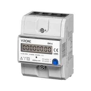 Licznik 3-fazowy energii elektrycznej, 80A dodatkowy wskaźnik, wyjście impulsowe,przycisk RESET, DIN TH-35
