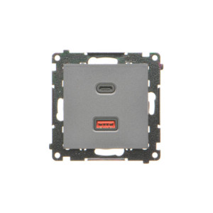 SIMON55 Ładowarka USB C+A (moduł), 30W, 230V; Grafitowy mat