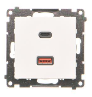 SIMON55 Ładowarka USB podwójna, C+A, 30W, biały mat