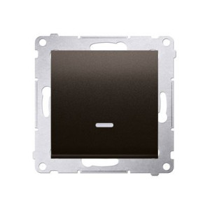 SIMON54 Łącznik jednobiegunowy z podświetleniem LED (moduł) 10AX, 250V~, szybkozłącza; brąz mat (met.)