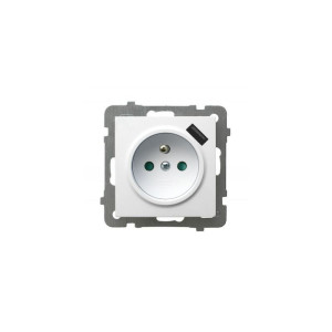 AS Gniazdo pojedyncze z uziemieniem z przesłonami torów prądowych z ładowarką USB, biały; GP-1GZPUSB/m/00 OSPEL