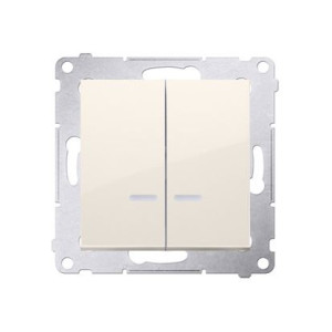 SIMON54 Łącznik świecznikowy z podświetleniem LED i do wersji IP44 (moduł) 10AX, 250V~, szybkozłącza; krem *Posiada wkładkę DU1W