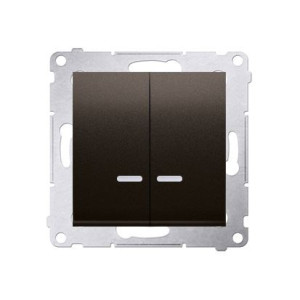 SIMON54 Łącznik świecznikowy z podświetleniem LED i do wersji IP44 (moduł) 10AX, 250V~, szybkozłącza; brąz mat (met.) *Posiada wkładkę DU1W