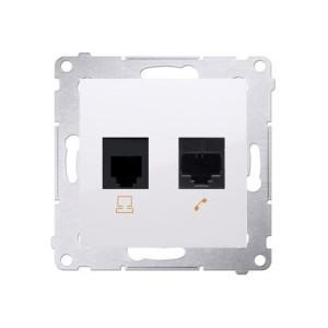 SIMON54 Gniazdo komputerowe RJ45 kategoria 5e + telefoniczne RJ12 (moduł); białe