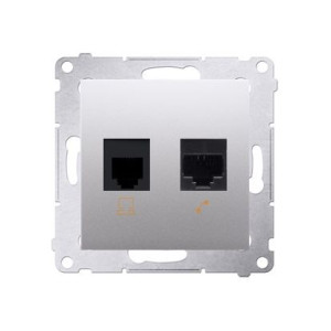 SIMON54 Gniazdo komputerowe RJ45 kategoria 5e + telefoniczne RJ12 (moduł); srebrny matowy