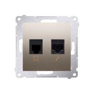 SIMON54 Gniazdo komputerowe RJ45 kategoria 5e + telefoniczne RJ12 (moduł); złoty mat