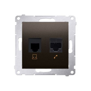 SIMON54 Gniazdo komputerowe RJ45 kategoria 5e + telefoniczne RJ12 (moduł); brąz mat (met.)