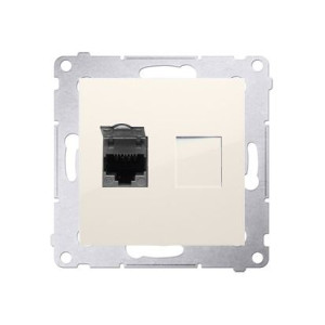 SIMON54 Gniazdo komputerowe pojedyncze RJ45 kategoria 6 z przesłoną przeciwkurzową (moduł); krem