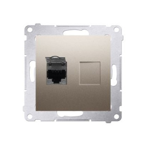 SIMON 54 Gniazdo komputerowe pojedyncze RJ45 kategoria 6 z przesłoną przeciwkurzową, moduł, złoty mat; D61.01/44 KONTAKT-SIMON